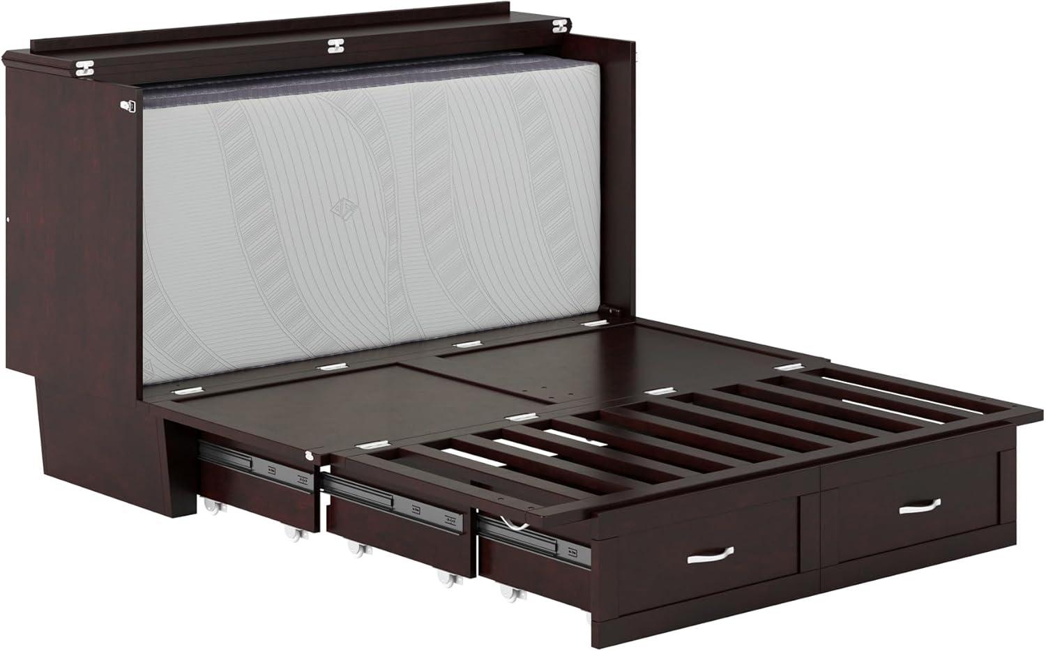 Queen Monroe Murphy Bed Chest with Memory Foam Mattress - AFI