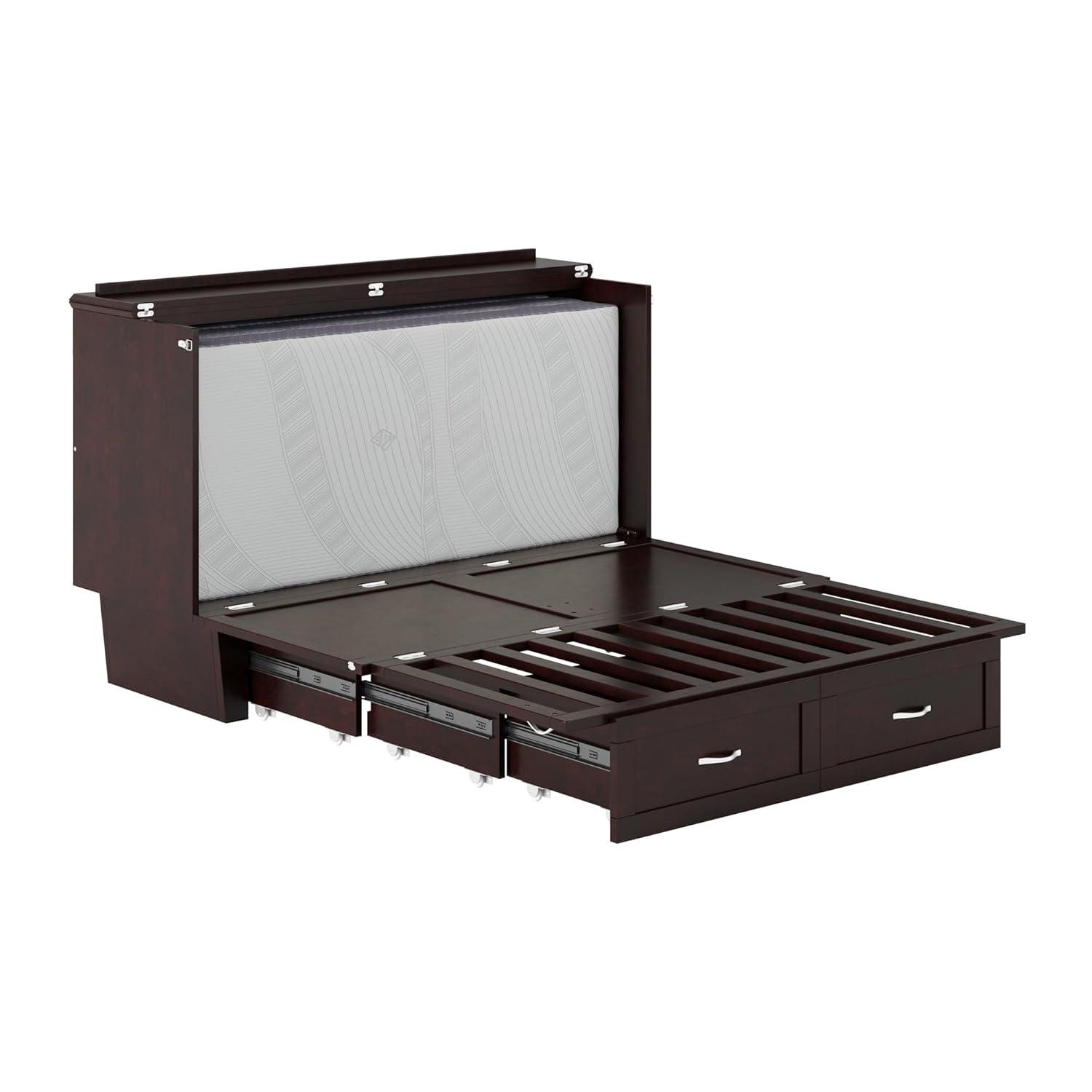 Queen Monroe Murphy Bed Chest with Memory Foam Mattress - AFI