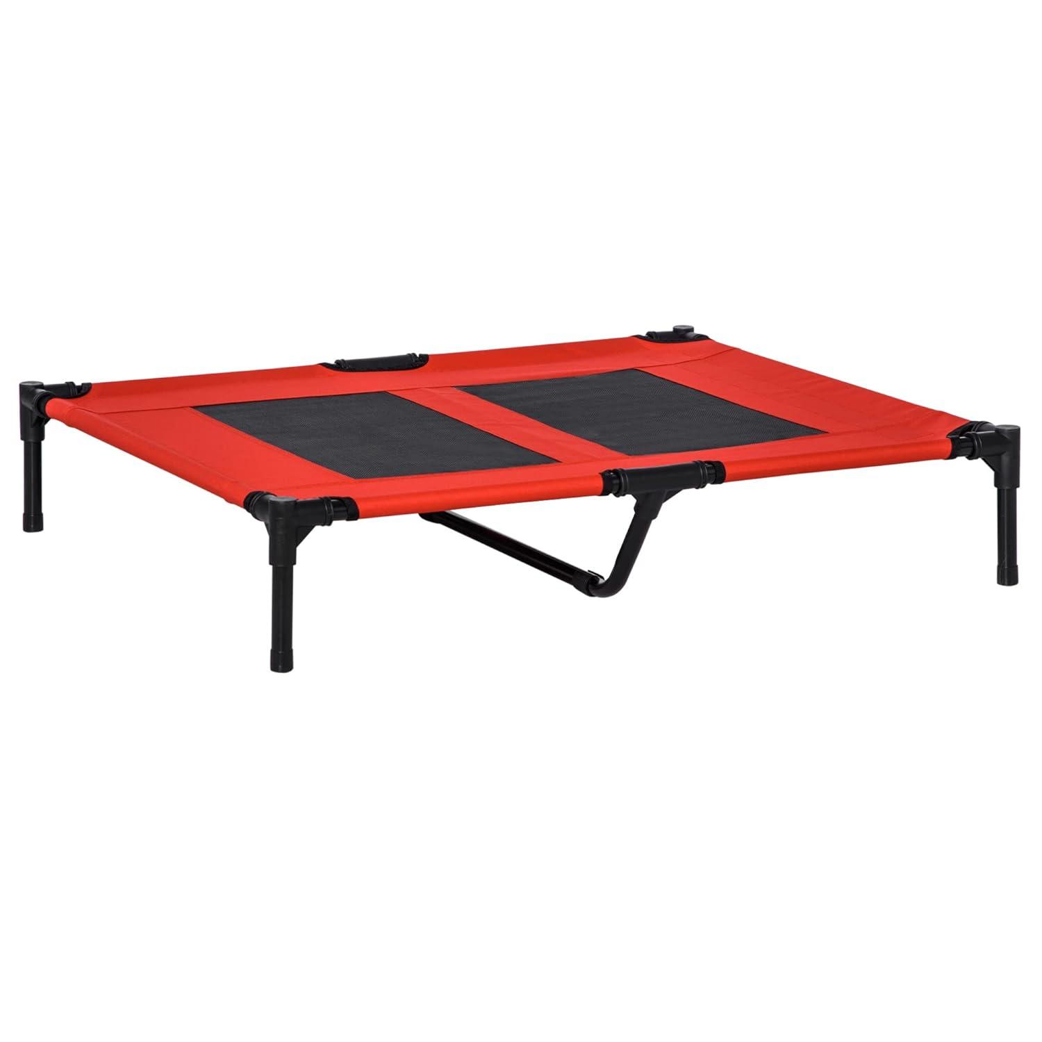 PawHut 36" x 30" Elevated Cooling Summer Dog Cot Pet Bed With Mesh Ventilation - Red