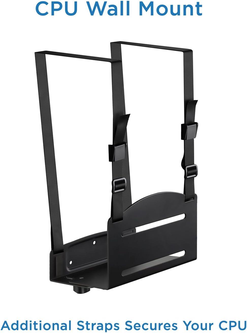 Mount-It! Monitor and Keyboard Wall Mount with CPU Holder, Height Adjustable Standing VESA Keyboard Tray, 25 Inch Wide Platform with Mouse Pad