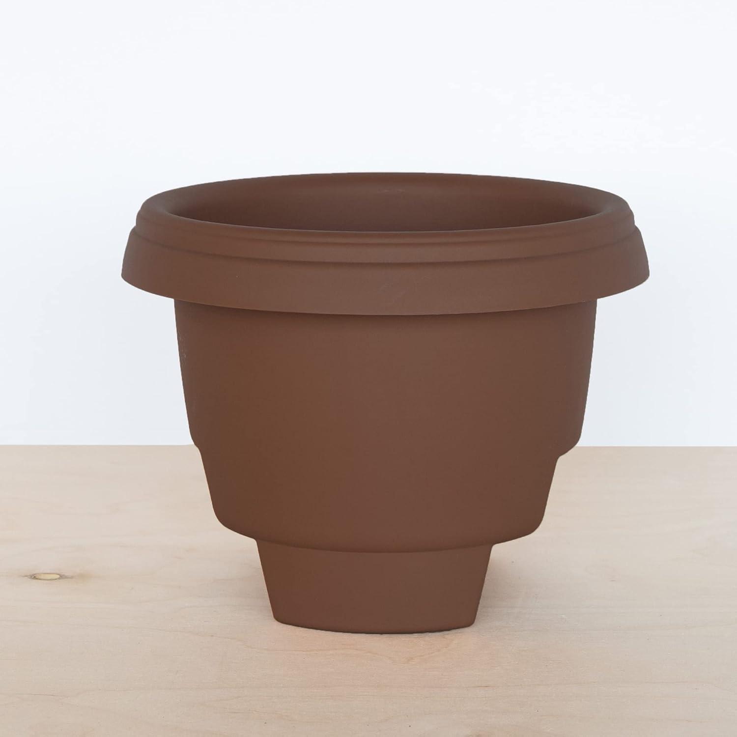 Bloem Round Deck Rail Planter 12 in.-Chocolate