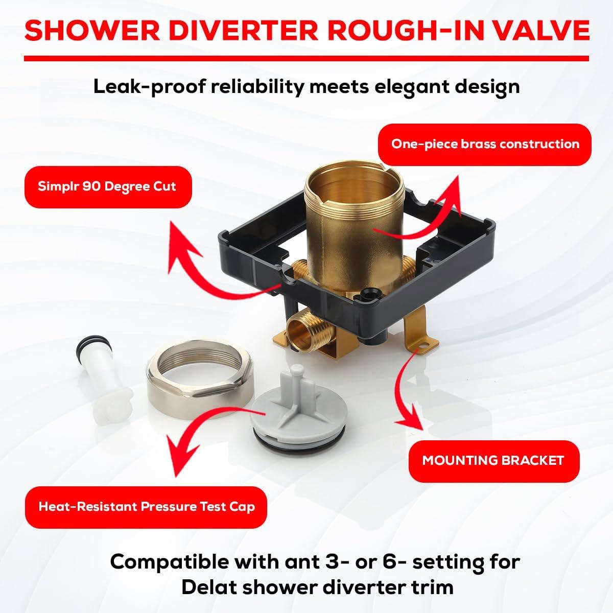 R10000 UNBXHF Shower Valve Body, for Shower Faucet Decoration Kit, Bathroom Concealed Valve Diverter