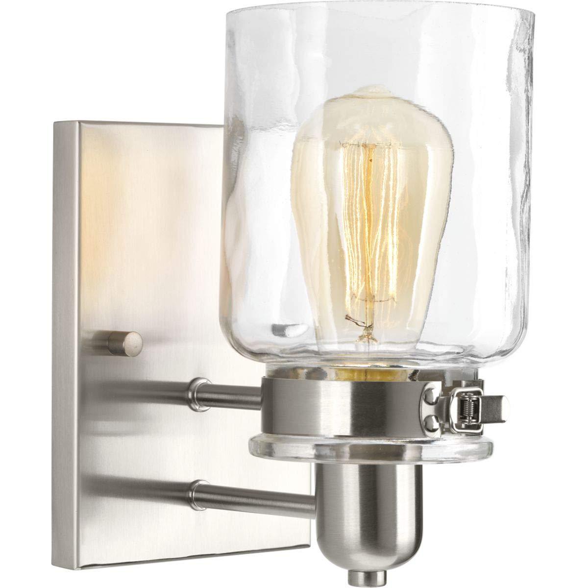 Progress Lighting Calhoun Collection 1-Light Bath & Vanity Wall Light, Brushed Nickel, Clear Glass Shade