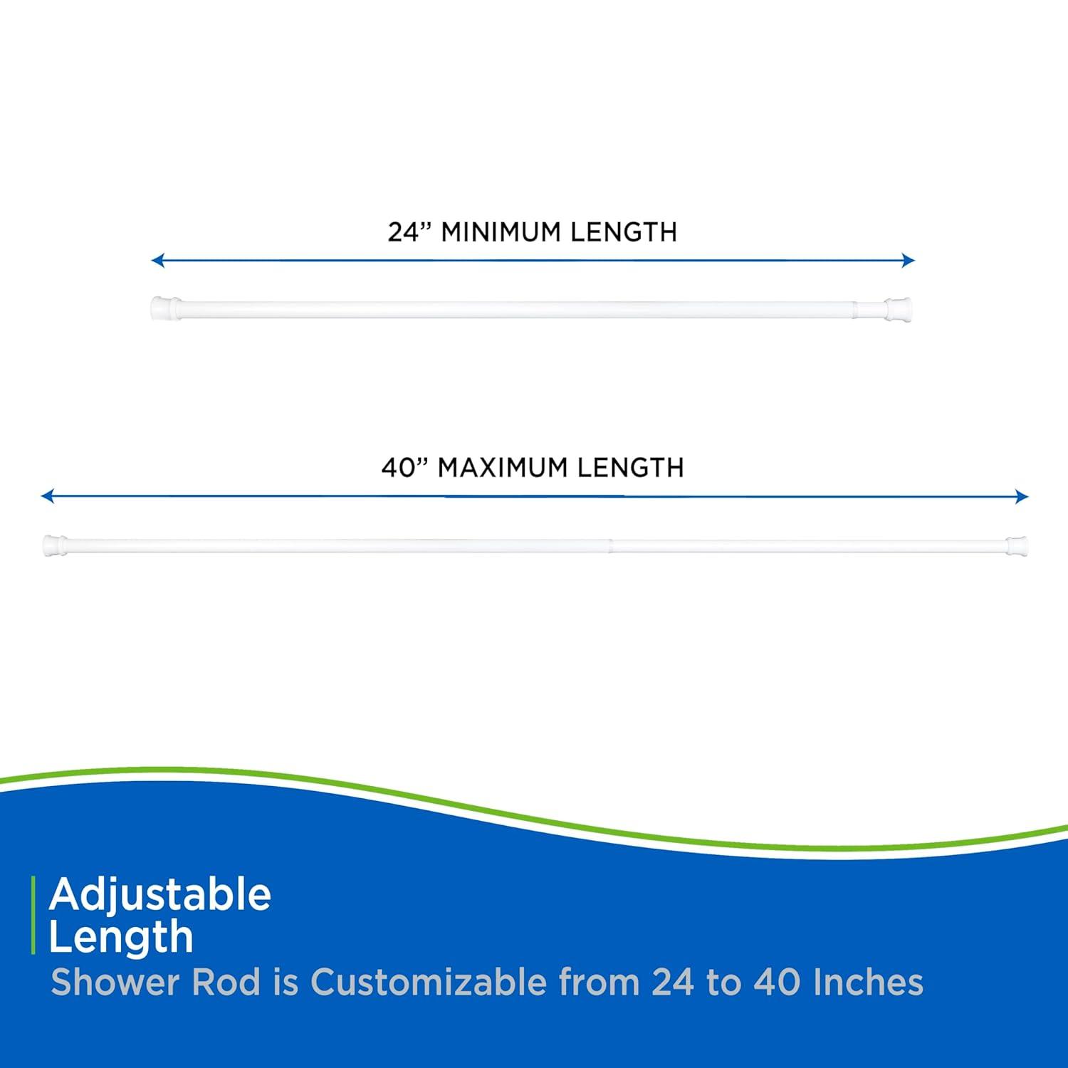 Kenney Twist & Fit Kenney Twist & Fit 24-40 Inch Adjustable Straight Stall Tension Shower Curtain Rod