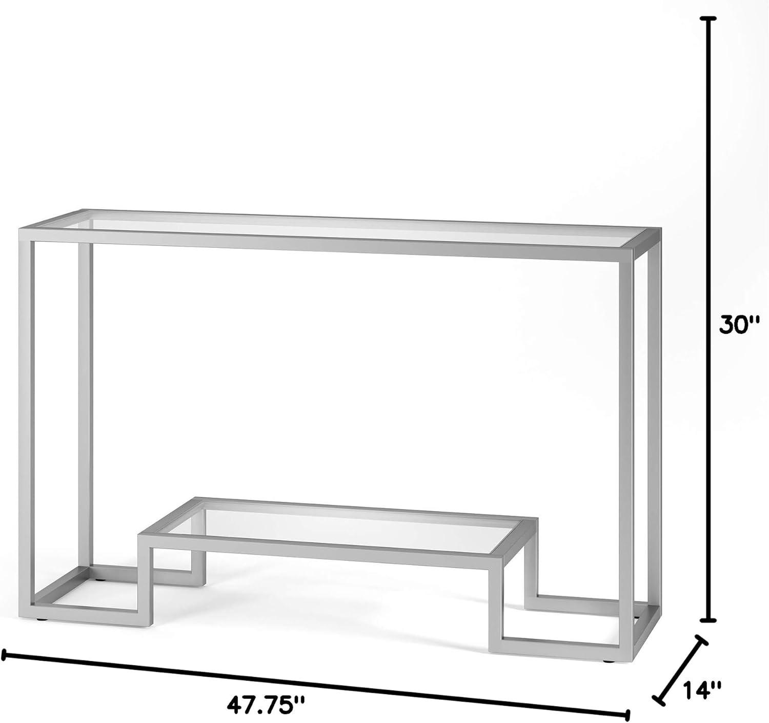 Henn&Hart 47" Satin Nickel Metal/Glass Console Table