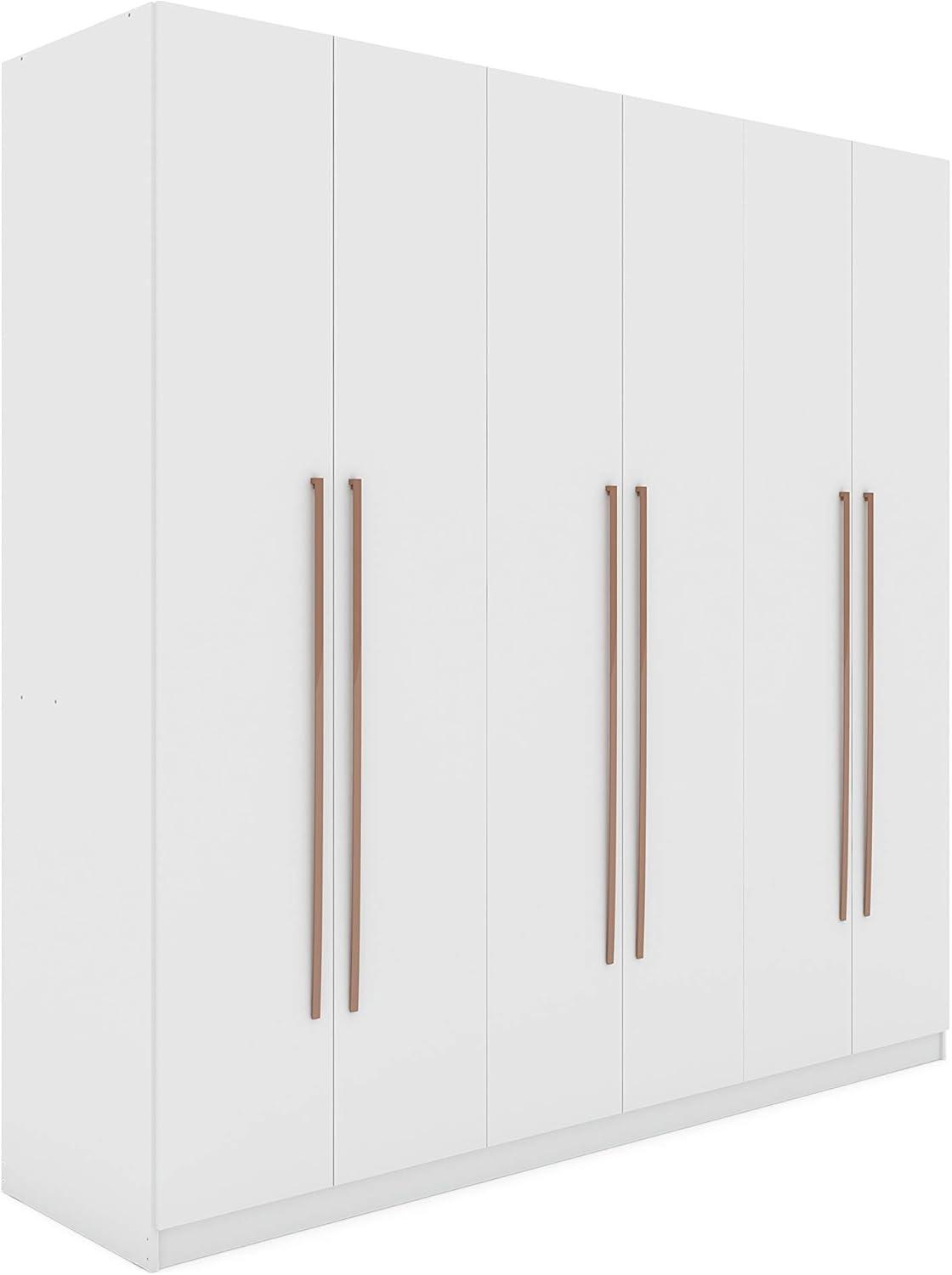 Gramercy Wardrobe Armoire Closet White - Manhattan Comfort: Bedroom Storage, 2 Drawers, 6 Doors