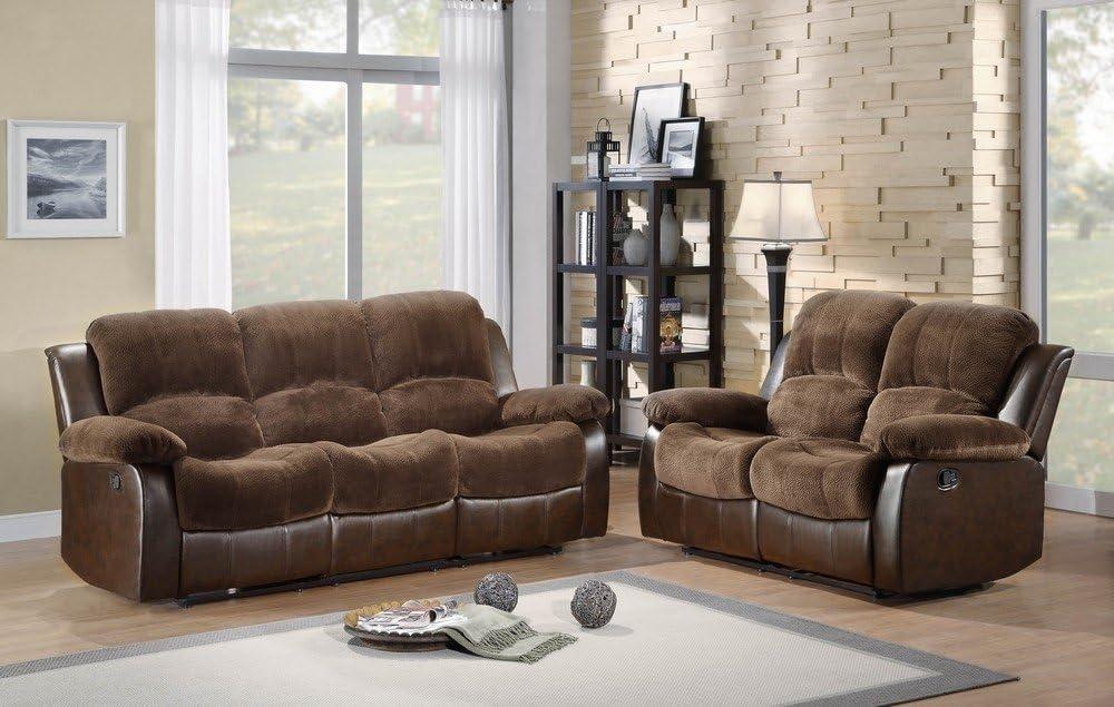 Lexicon Cranley Traditional Microfiber Double Reclining Sofa in Chocolate