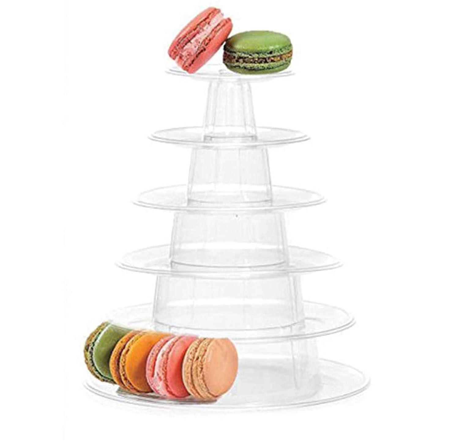 Soporte para Torre de Macarrones de 6 Niveles, 1pza, Soporte Redondo de Plástico para Torre de Macarrones, para Fiesta de Cumpleaños de Boda, Soporte de Exhibición de Plástico, Soporte para Exhibición de Pasteles para Fiesta de Cumpleaños, Topboutique
