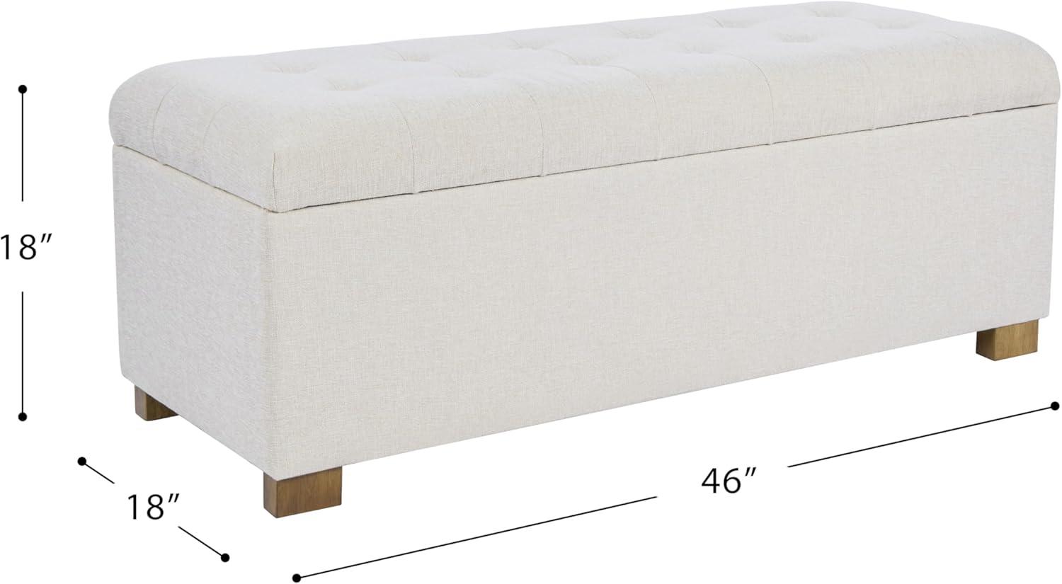 Classic Large Tufted Storage Bench Light Gray - HomePop: Upholstered Ottoman, Bedroom & Entryway Seating