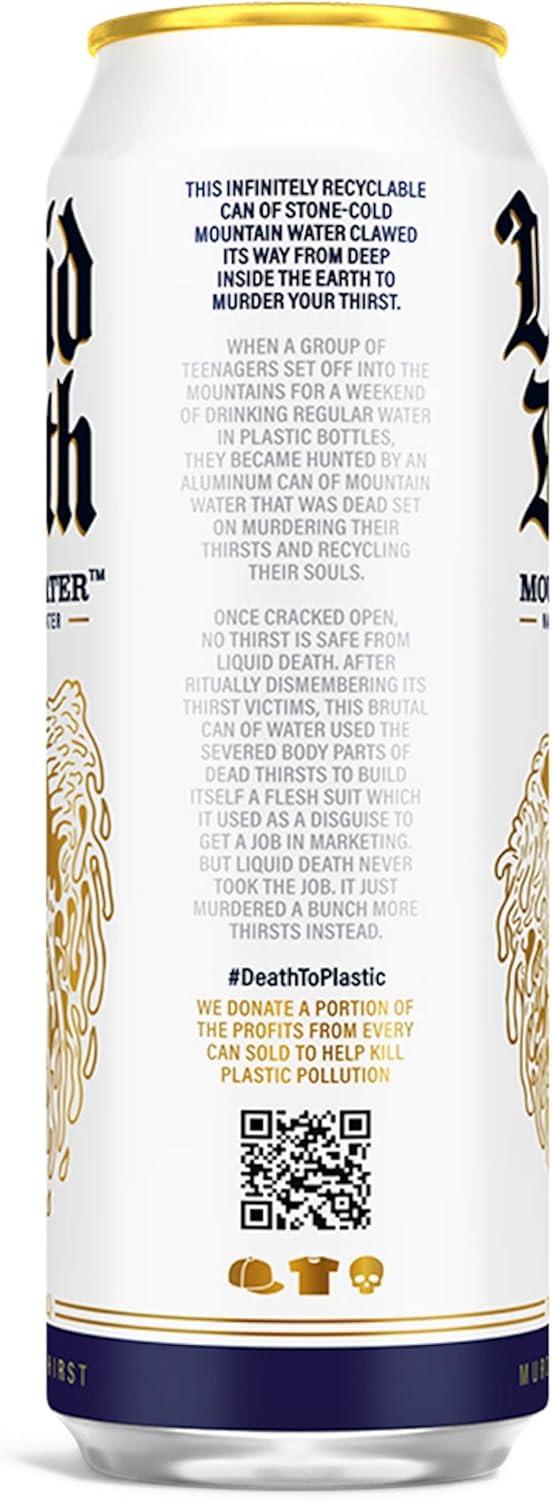 Liquid Death, Still Mountain Water, 8-Pack (19.2oz Cans), Real Mountain Source, Infinitely Recyclable Cans