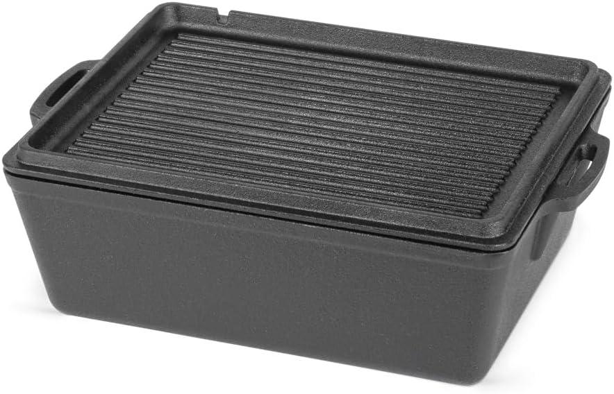Petromax Loaf Pan with Lid, Large Cast Iron Bakeware Pan with Handles for Campfire or Home Kitchen, Pre-Seasoned, Also Use Lid for Cooking, 5.8 Quart