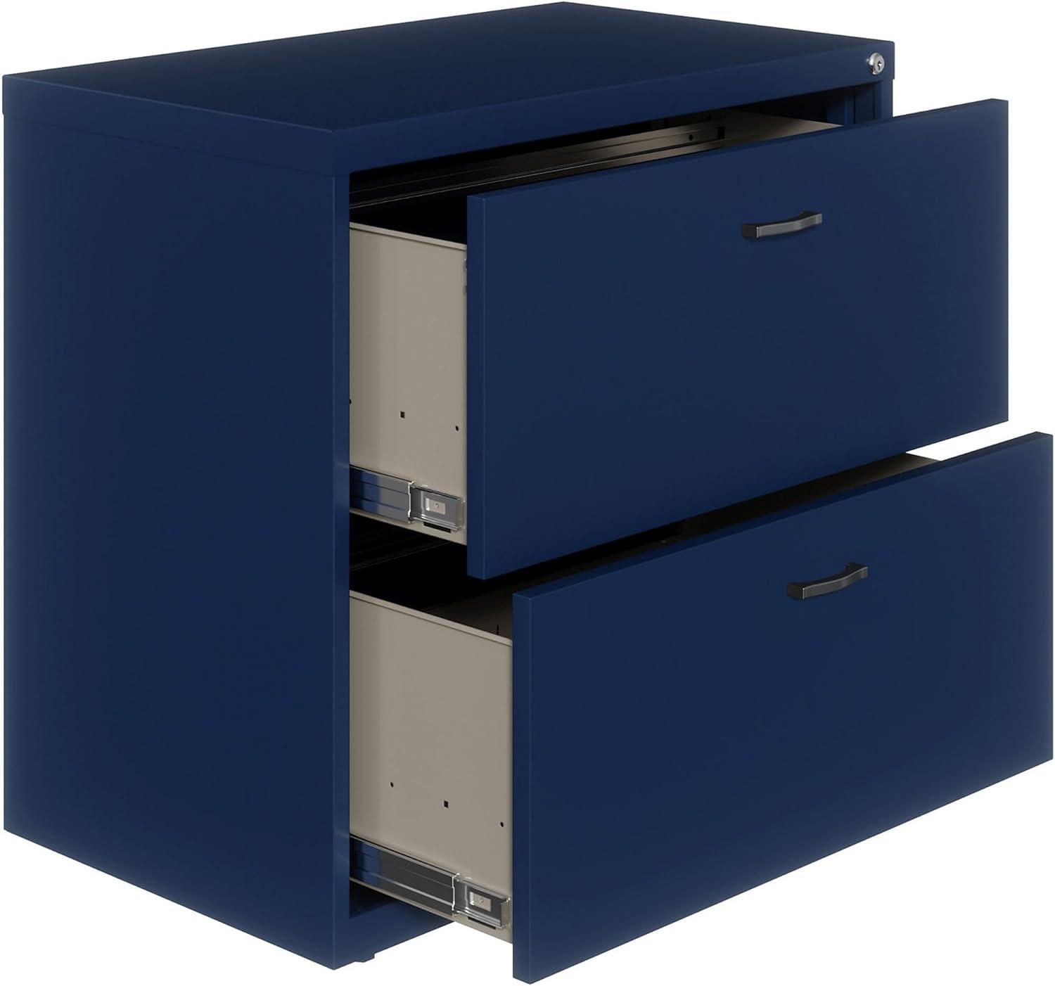 Navy 36" Steel 2-Drawer Lockable Lateral File Cabinet