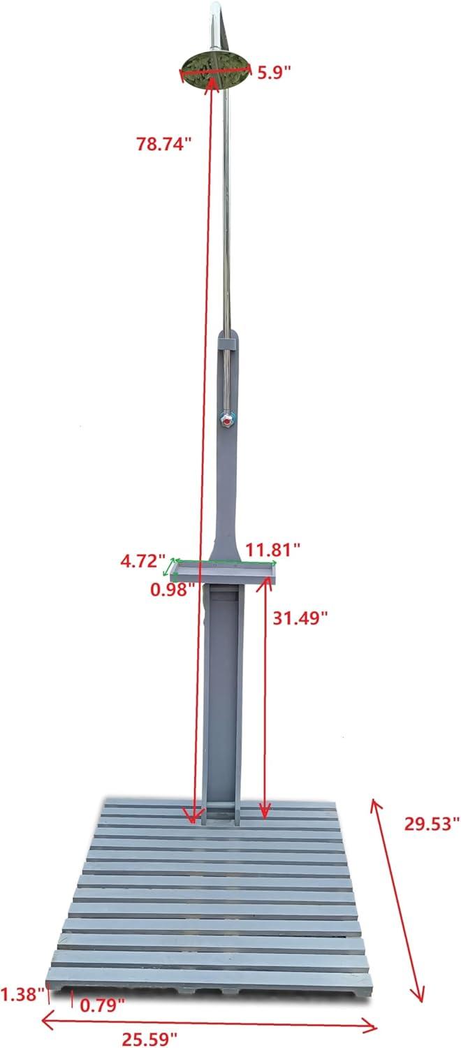 Gray Fir Wood Outdoor Poolside Shower with Adjustable Pressure