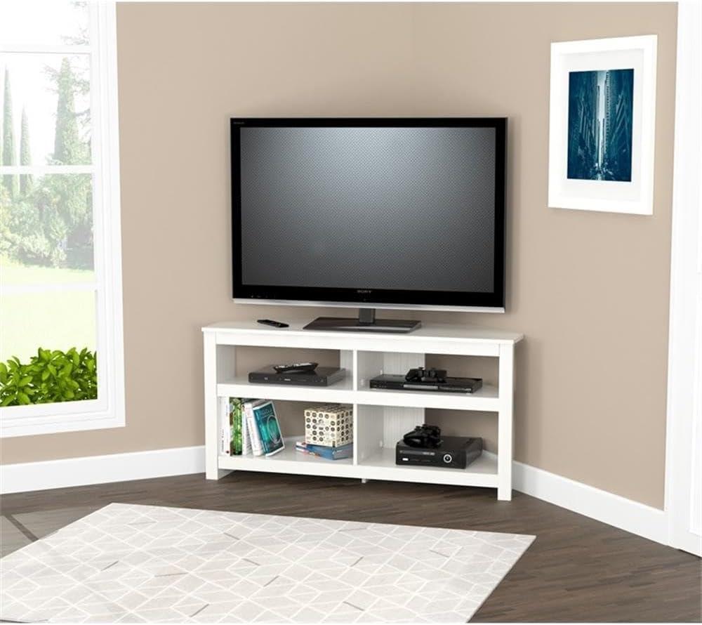 Inval 4-Shelf Corner TV Stand for TVs up to 60”, Washed Oak