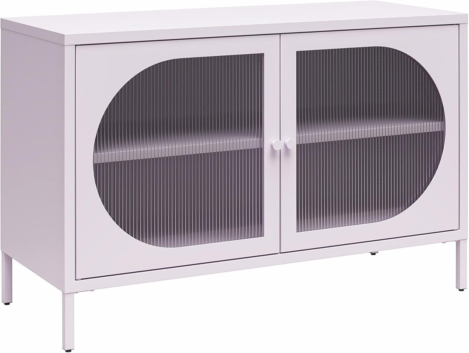 Luna 25.2'' Tall Accent Cabinet with Fluted Glass