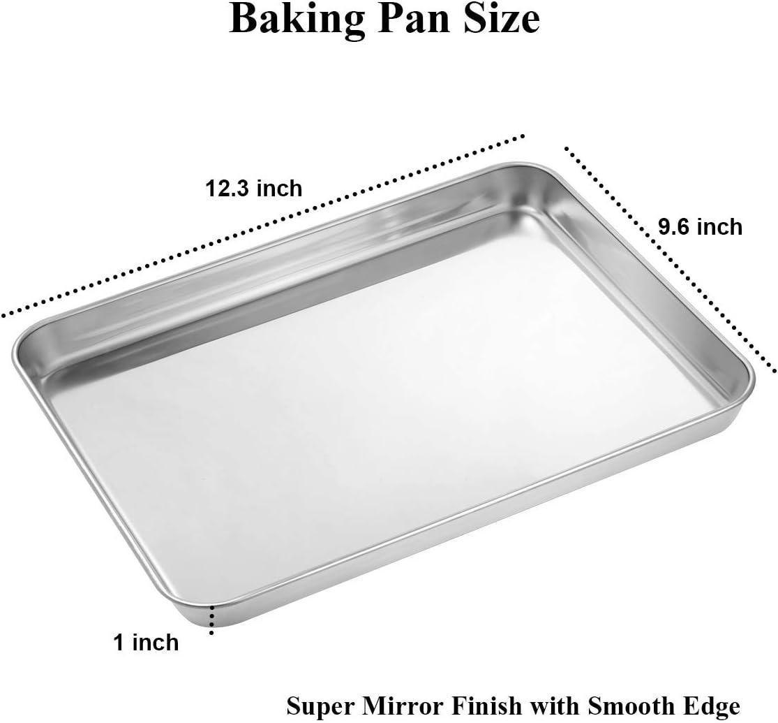 Baking Sheet Set of 2 - Stainless Steel Cookie Sheet Baking Pan, Size 16 x 12 x 1 inch, Non Toxic & Heavy Duty & Mirror Finish & Rust Free & Easy Clean