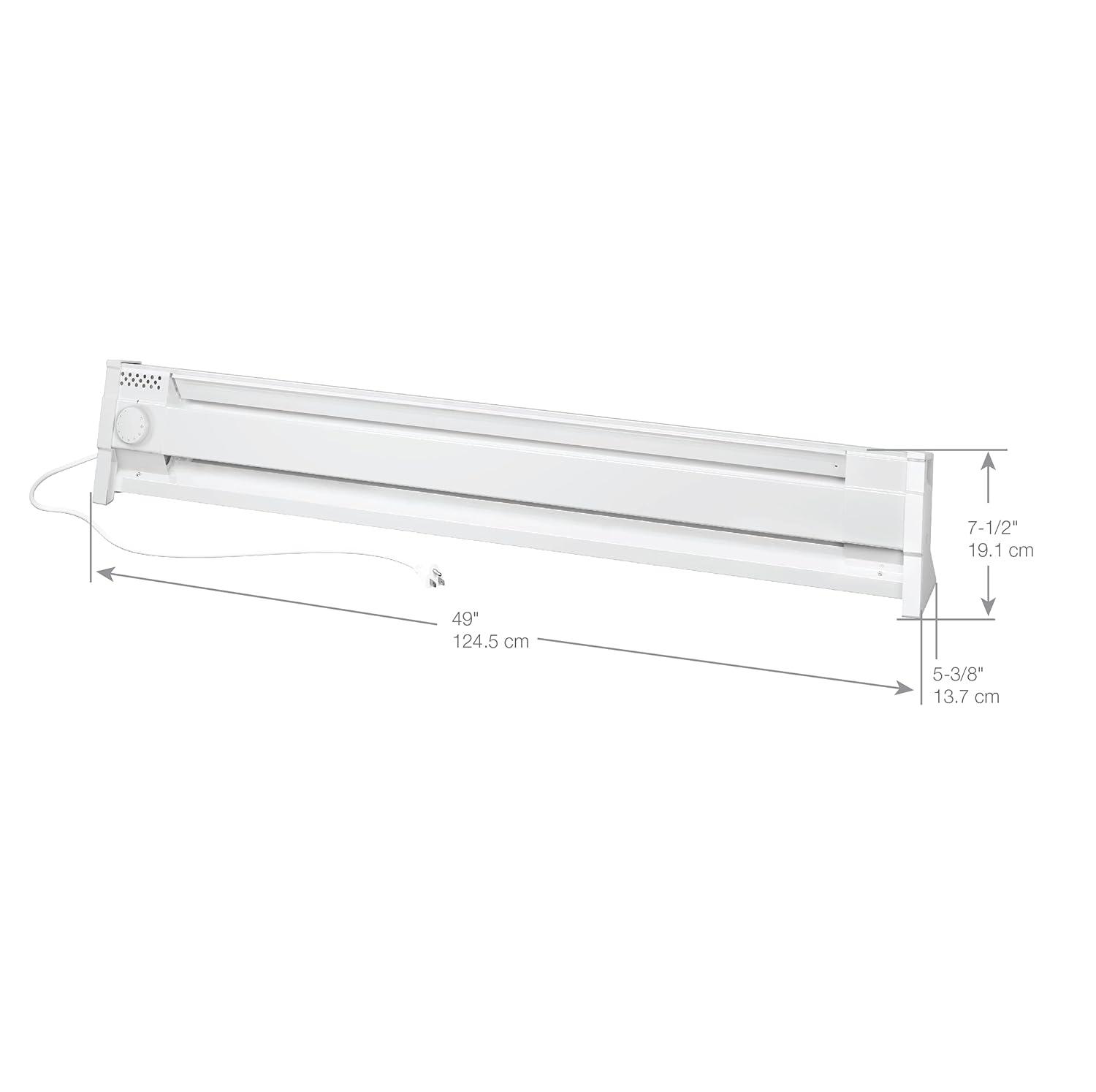Cadet 49 in. Plug-in Portable Electric Baseboard Heater, White,120V w/6ft cord, 175 sq. ft.