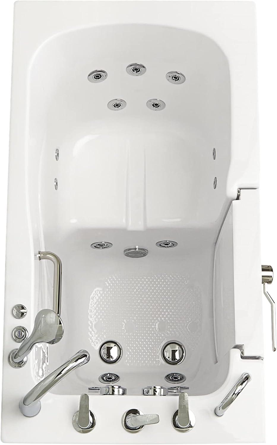 Monaco 32"x52" Acrylic Hydro Massage Walk-In Bathtub, 5 Piece Fast Fill Faucet, 2" Dual Drain