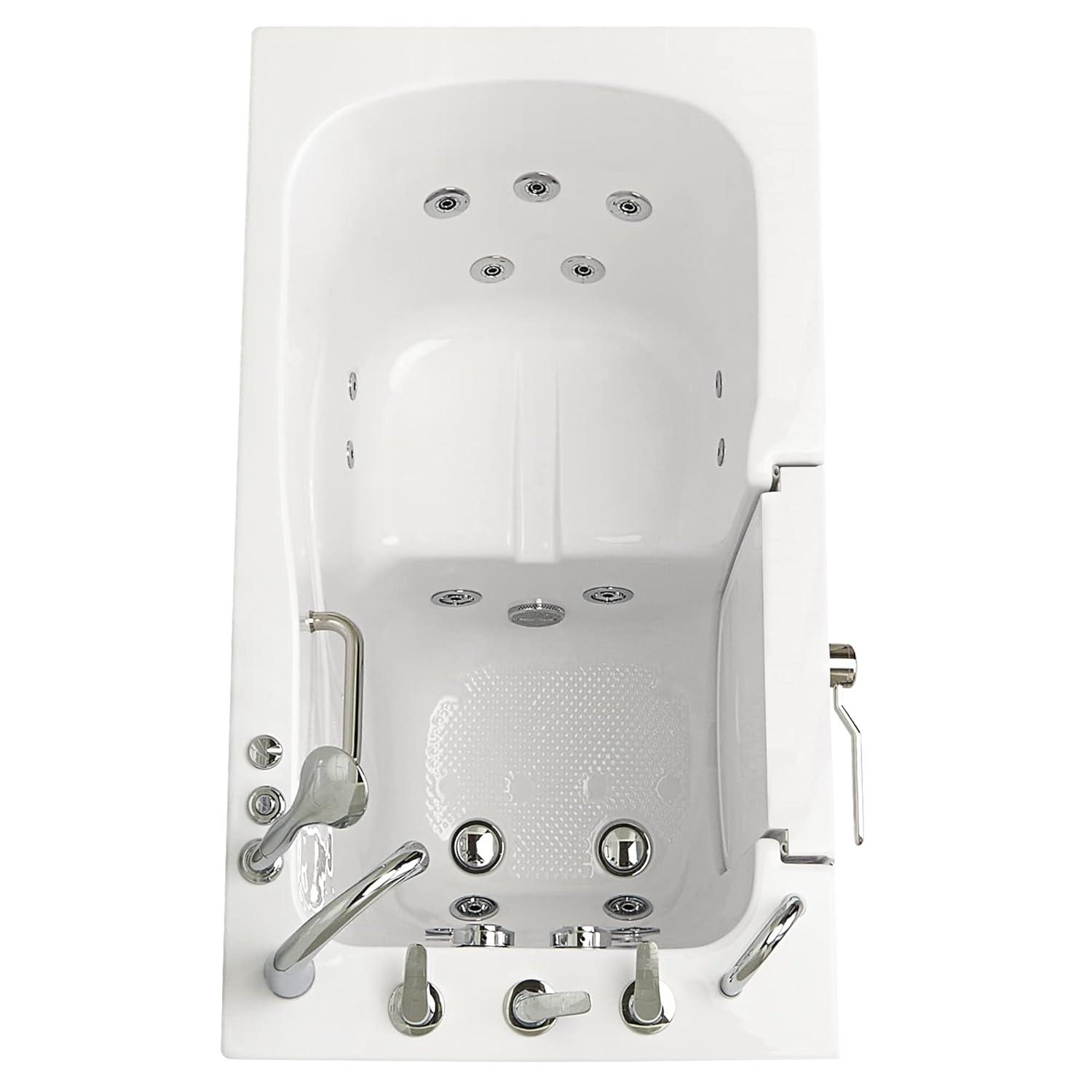 Monaco 32"x52" Acrylic Hydro Massage Walk-In Bathtub, 5 Piece Fast Fill Faucet, 2" Dual Drain