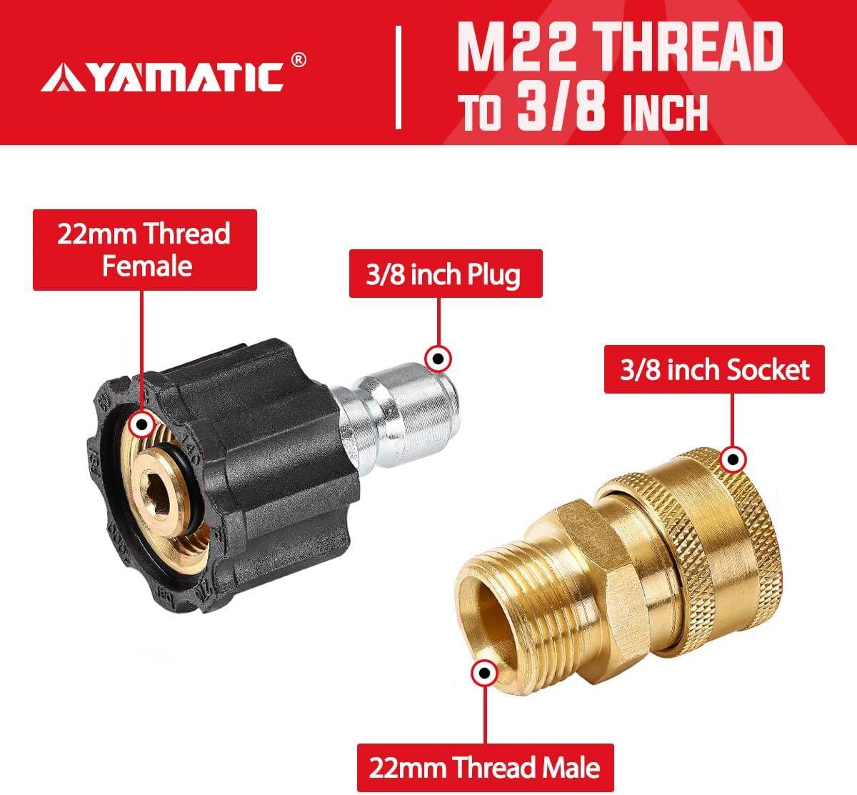 Pressure Washer Adapter Set Quick Connect Kit Metric M22 15Mm 5000 Psi Couplers