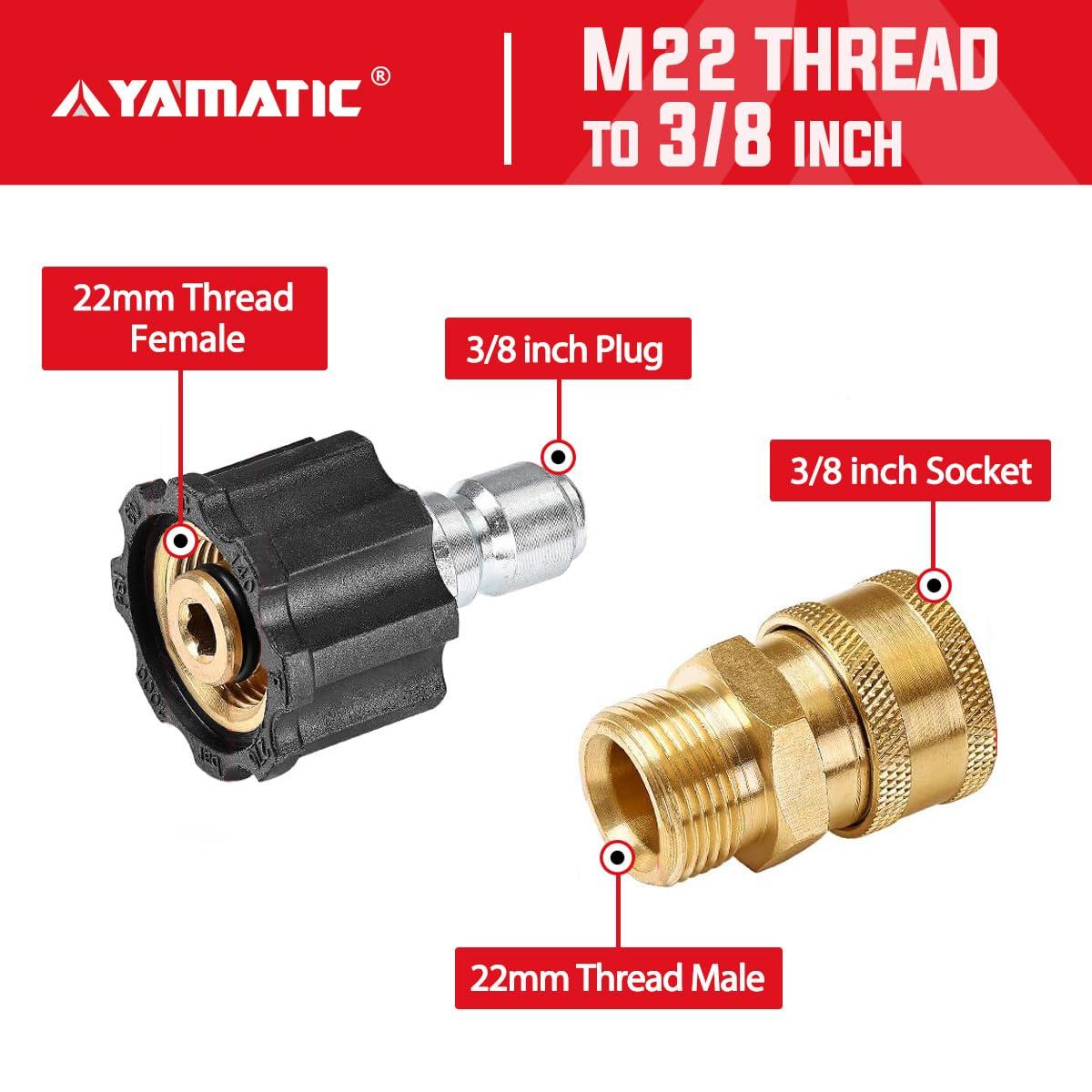 Pressure Washer Adapter Set Quick Connect Kit Metric M22 15Mm 5000 Psi Couplers