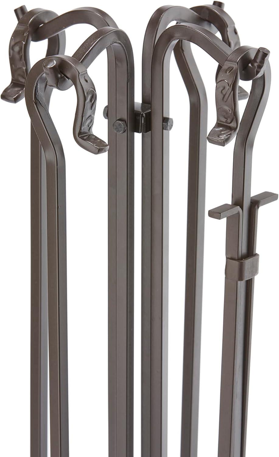 Bronze 27" Iron Fireplace Tool Set with Crook Handles