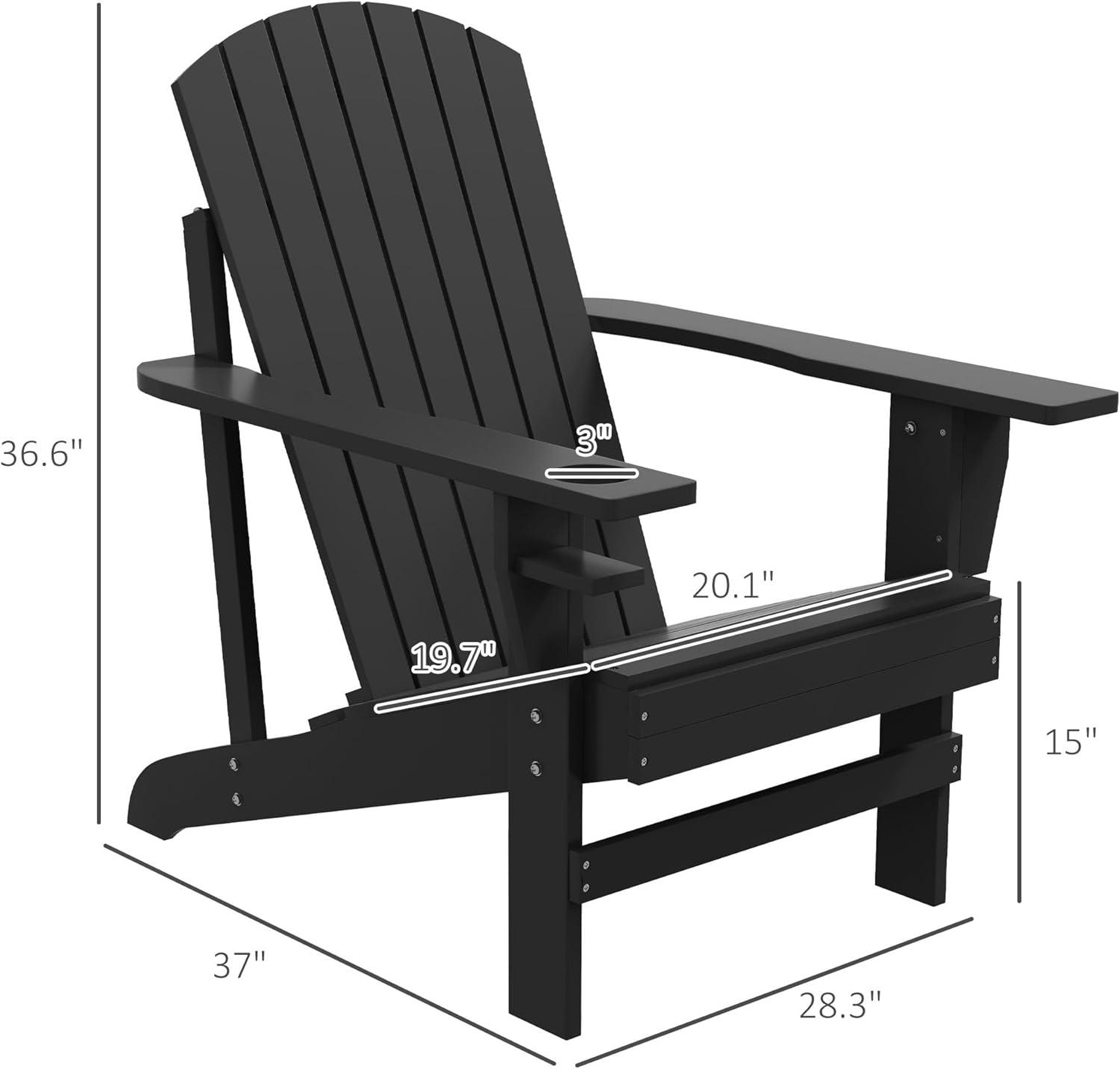 Outsunny Oversized Adirondack Chair, Outdoor Fire Pit and Porch Seating, Classic Log Lounge w/ Built-in Cupholder for Patio, Backyard, Blue