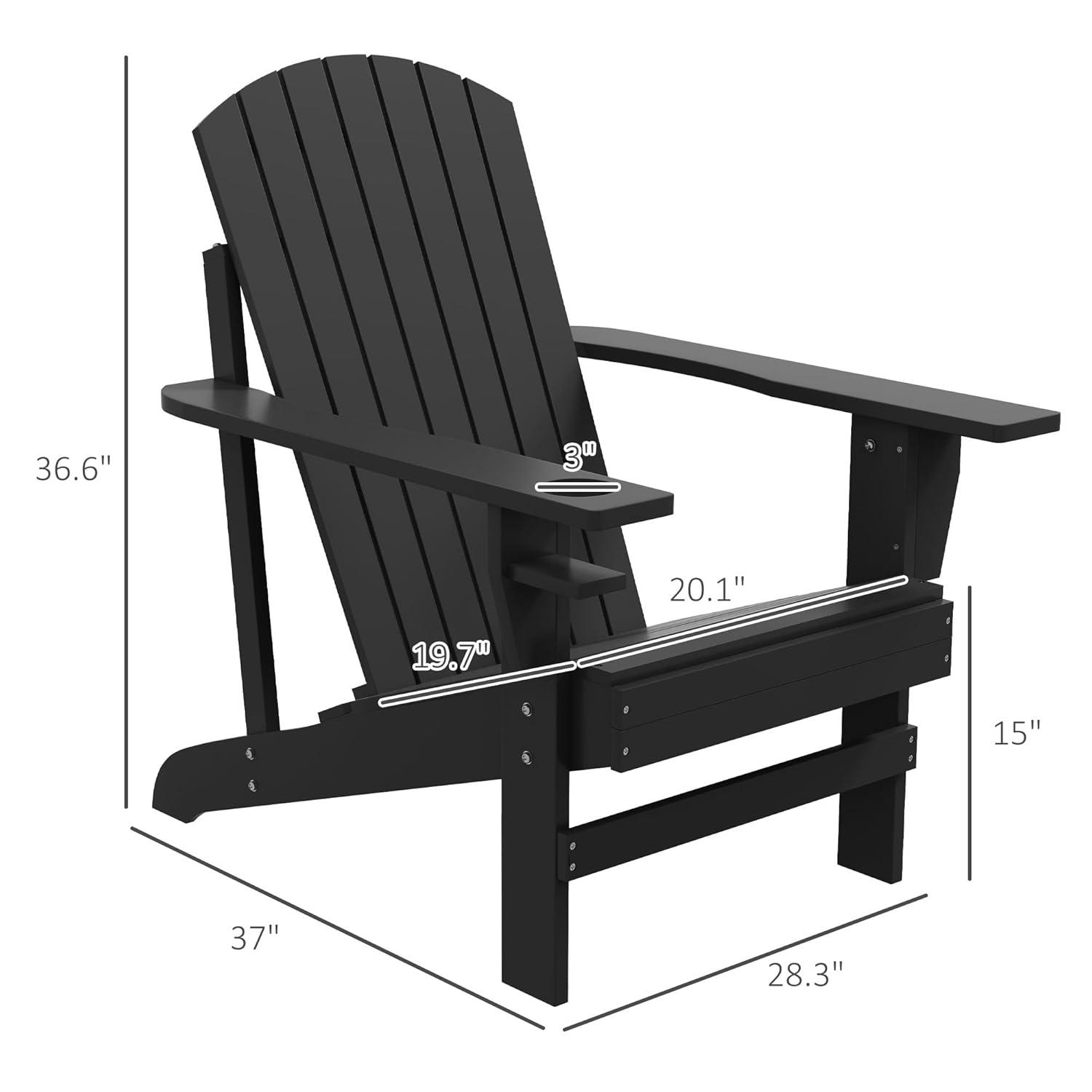 Outsunny Oversized Adirondack Chair, Outdoor Fire Pit and Porch Seating, Classic Log Lounge w/ Built-in Cupholder for Patio, Backyard, Blue