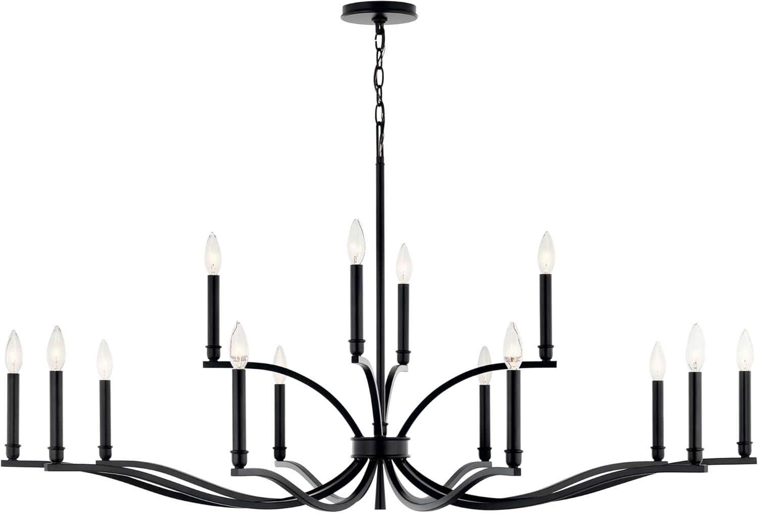 Malene Black 14-Light 2-Tier Candle Chandelier