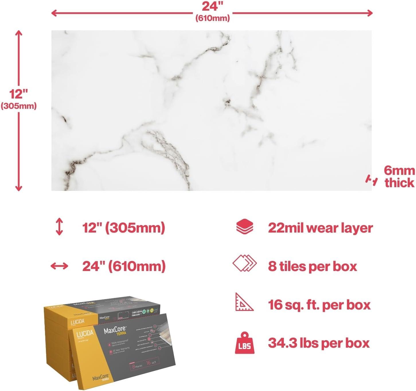 Lucida USA MaxCore Terra 22mil x 12" W x 24" L Click Lock Vinyl Tile Flooring