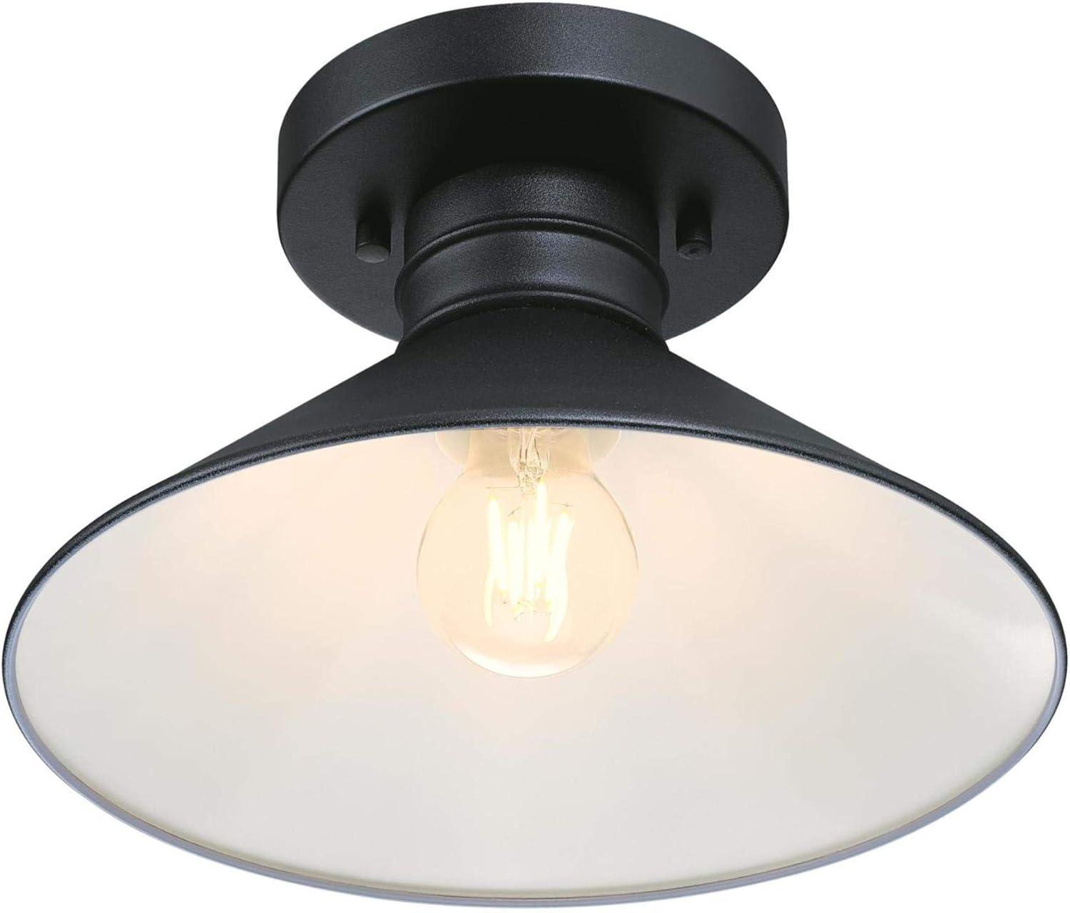 Watts Creek Textured Black 11'' W 1 - Bulb Outdoor Semi Flush Mount