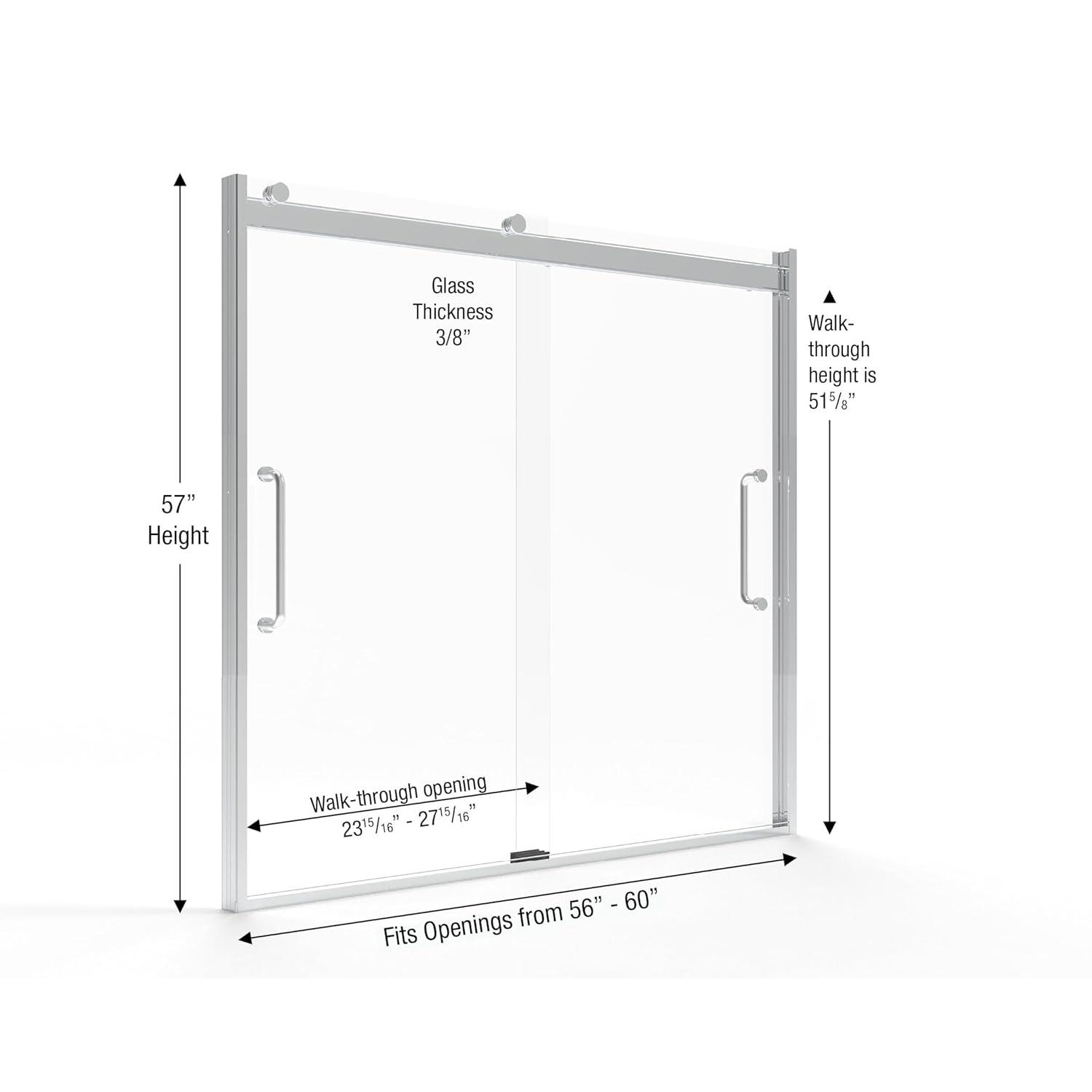 Arelo 56" - 60" W x 72" H Semi-Frameless Shower Door