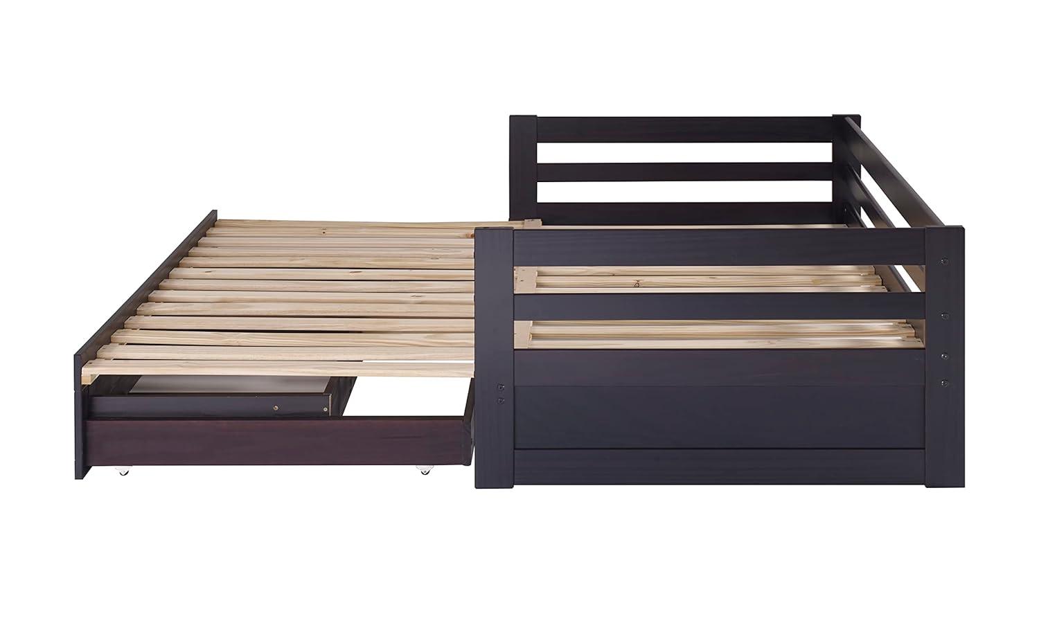 Alaterre Furniture Jasper Twin to King Extending Day Bed with Storage Drawers, Espresso