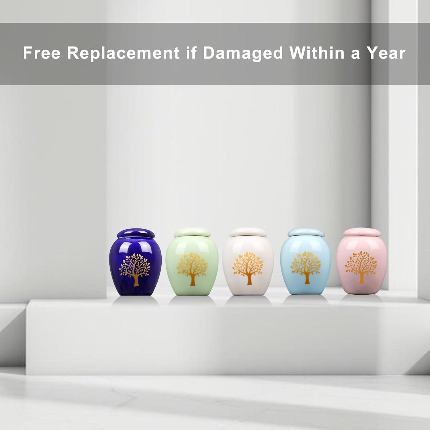 Mini Urns for Human Ashes Set of 5,Small Urns for Human Ashes Keepsake,Decorative Ceramic Tree of Life Urn,Baby & Pet Urn