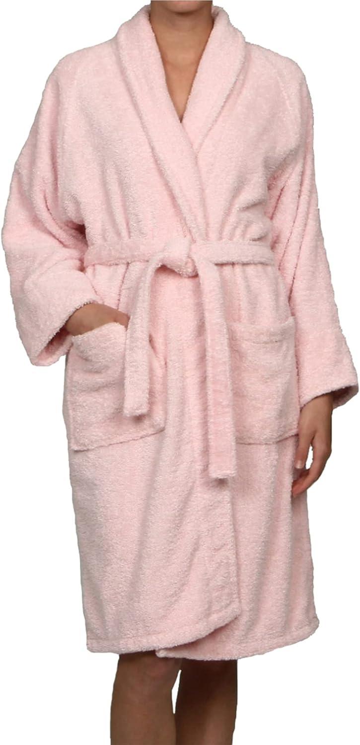 Superior Cotton Terry Adult Unisex Soft Lightweight Bathrobe, Extra-Large, Pink