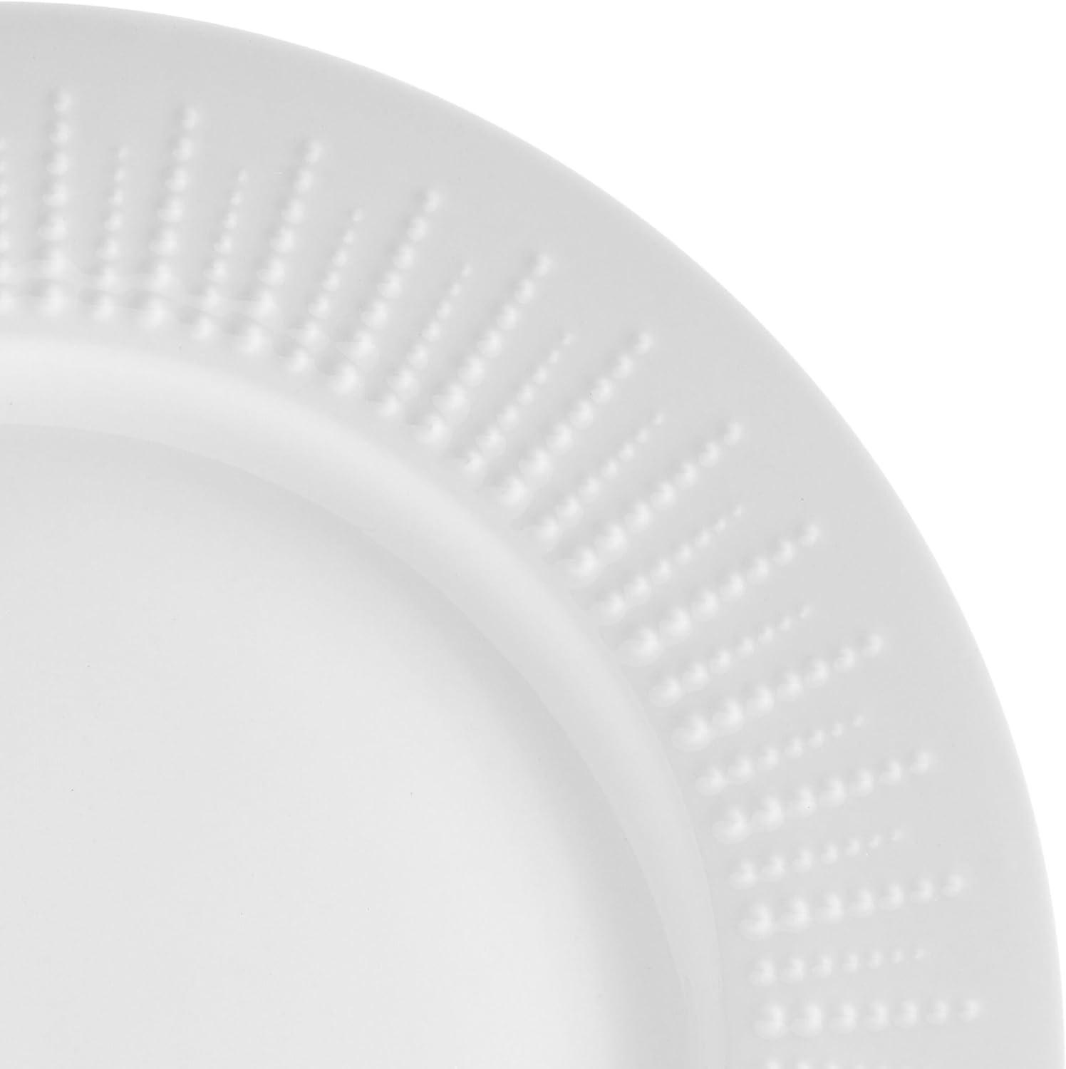 White Embossed Porcelain 12-Piece Dinnerware Set, Service for 4