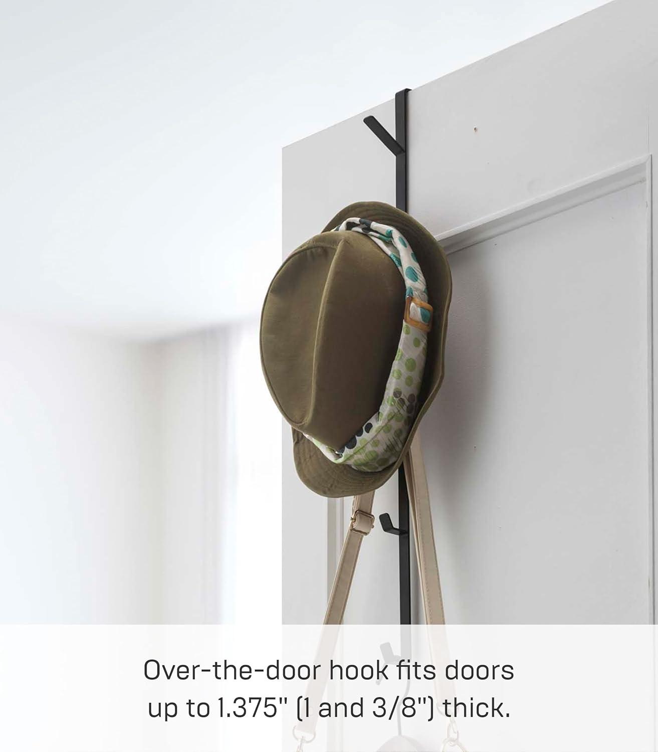 Yamazaki Home Over The Door Hooks - Vertical Hanging Coat Rack, Steel, Over-the-Door