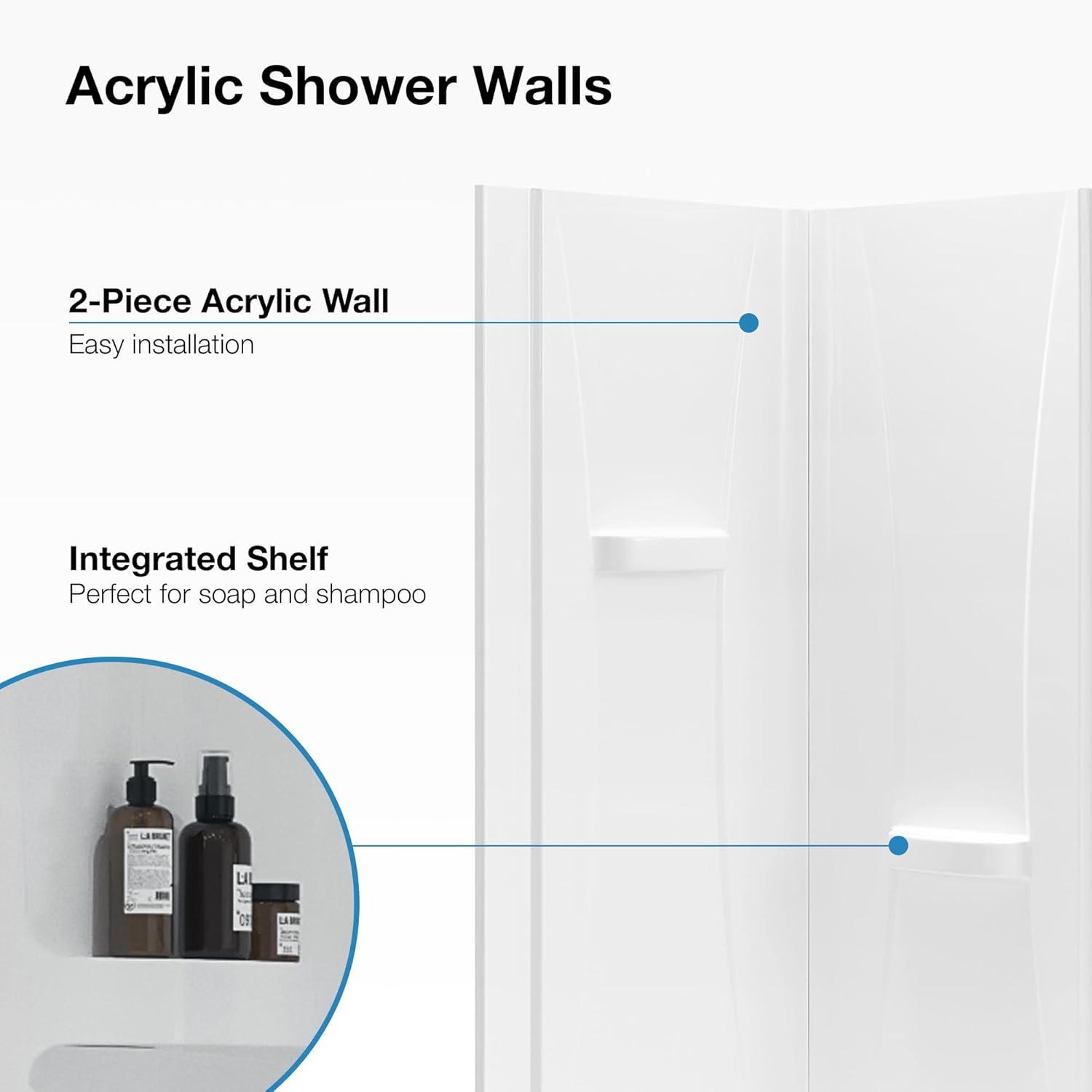 Breeze 32 in. Corner Shower Sliding Door with Walls and Base included, Frosted Glass