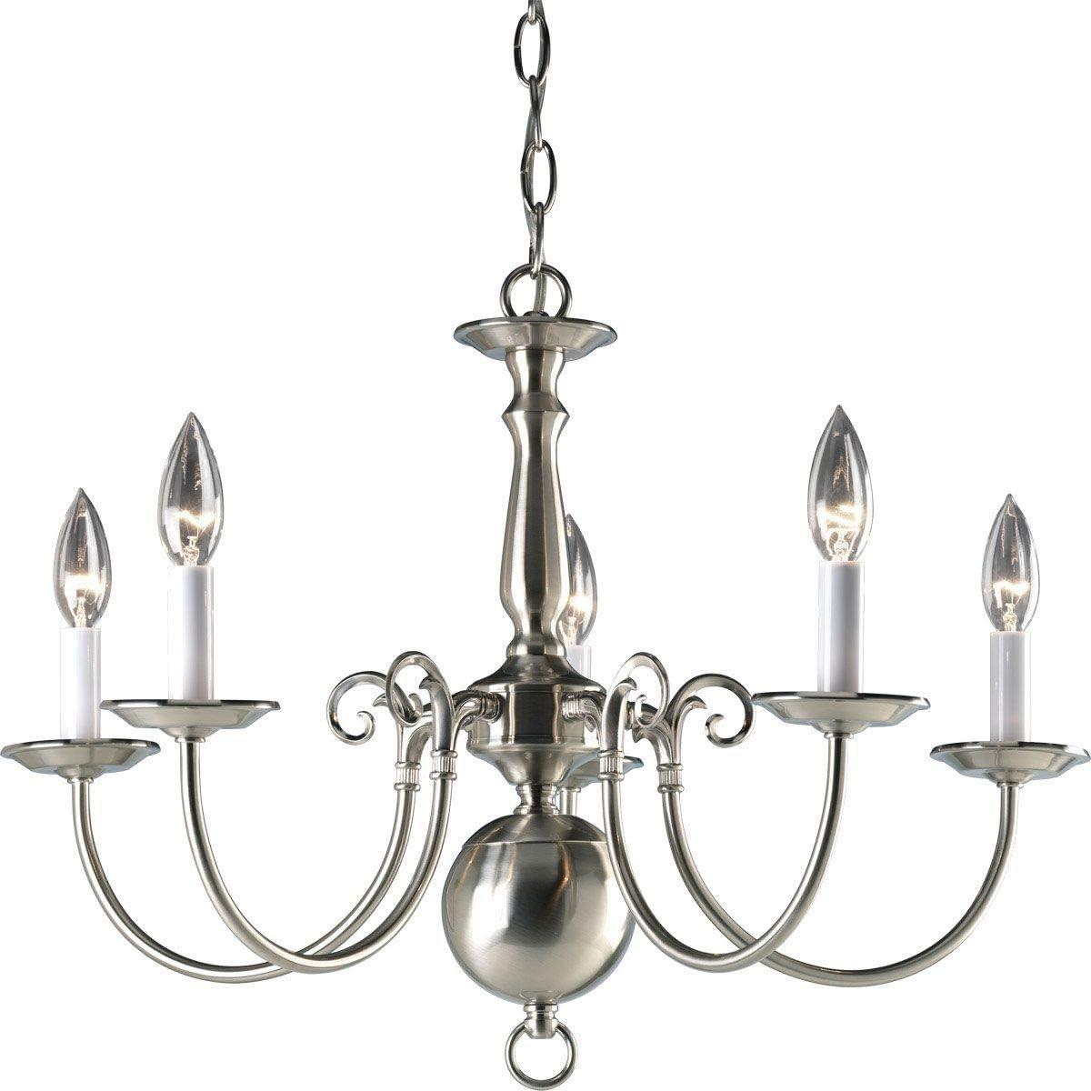 Americana Collection Five-Light Antique Bronze Ivory Candle Traditional Chandelier Light