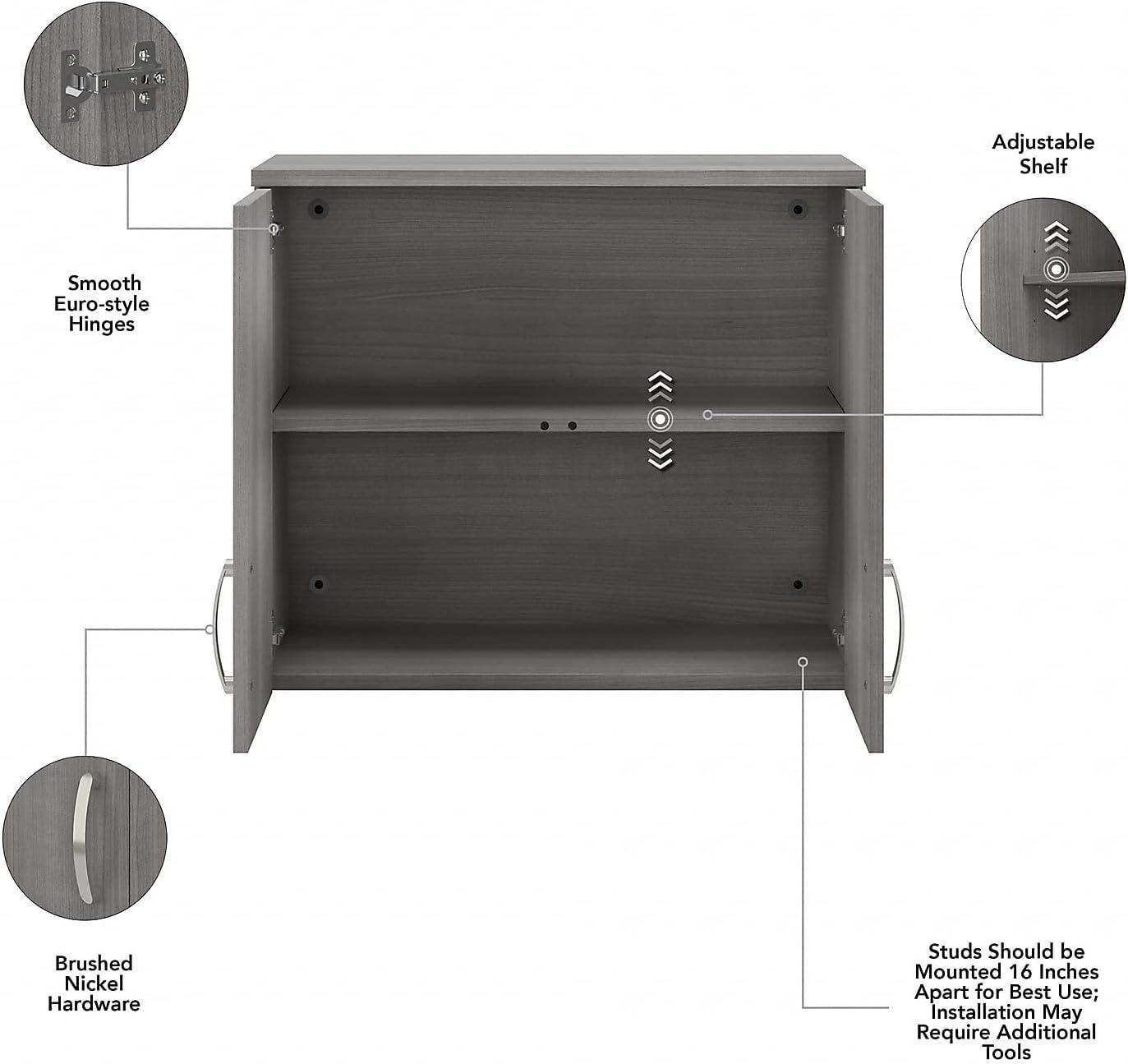 Platinum Gray Adjustable 2-Shelf Office Wall Cabinet