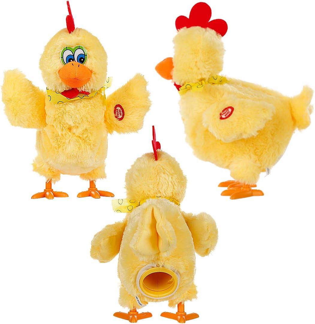 Easter Chicken Animal Toy Doll Laying Egg Electric Crazy Plush Chicken with Sound Music