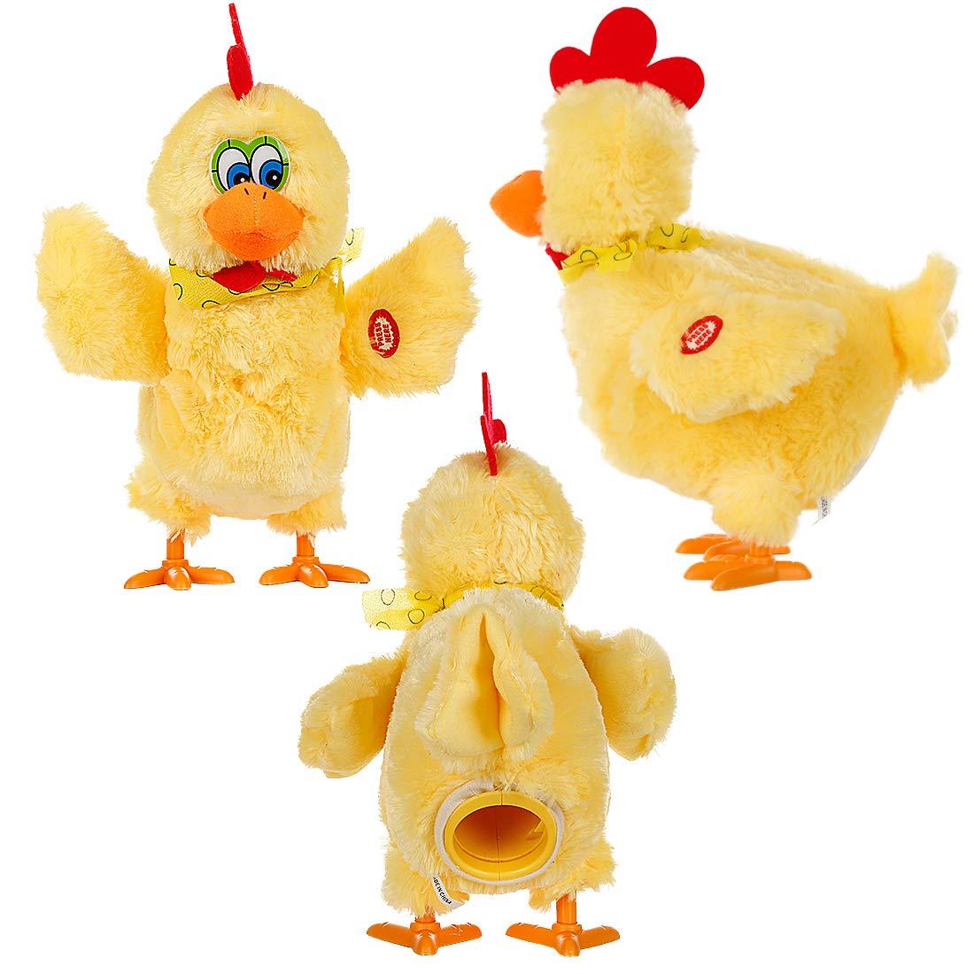 Easter Chicken Animal Toy Doll Laying Egg Electric Crazy Plush Chicken with Sound Music