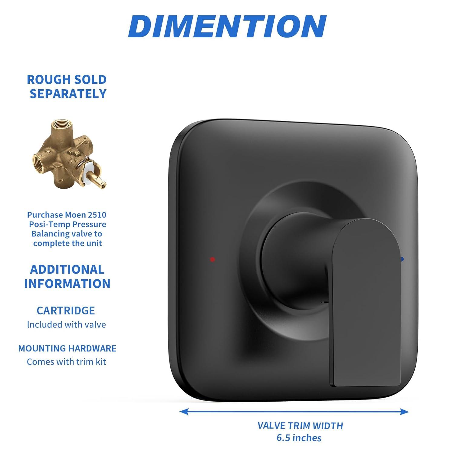 Moen Genta LX Posi-Temp Pressure Balancing Eco-Performance Modern Shower Only Trim, Valve Required