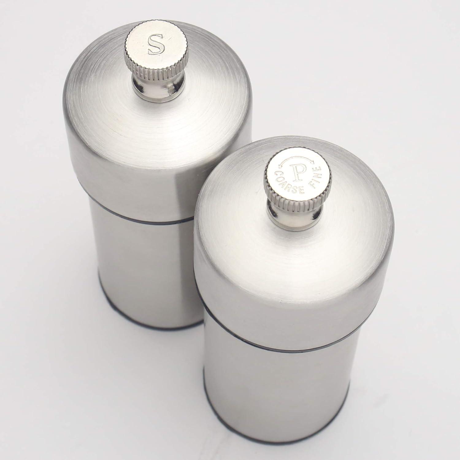 Stainless Steel 4-Inch Pepper and Salt Mill Set