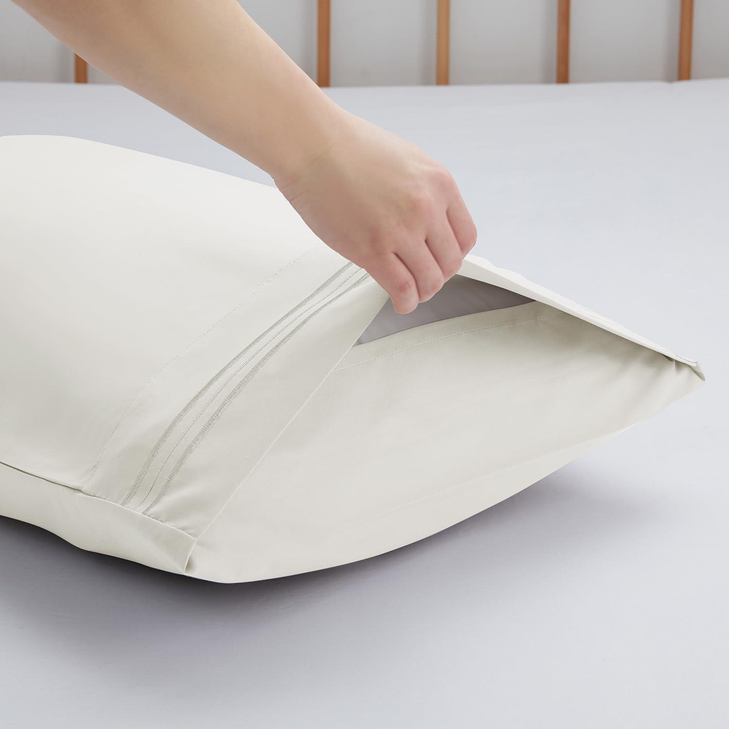 Nestl Luxury Soft Microfiber Standard/Queen Size Pillowcases, Set of 2, Off White