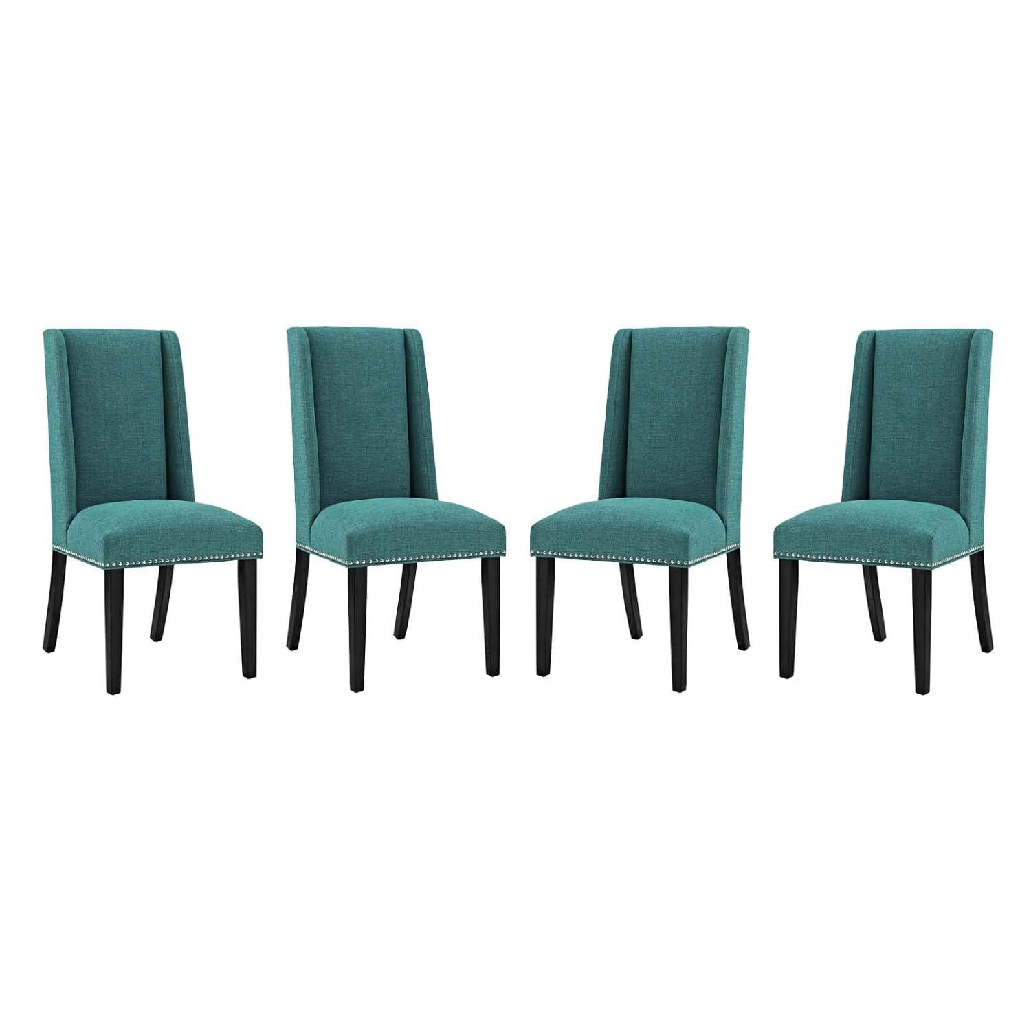 Modway Baron Dining Chair Fabric Set of 4 in Teal