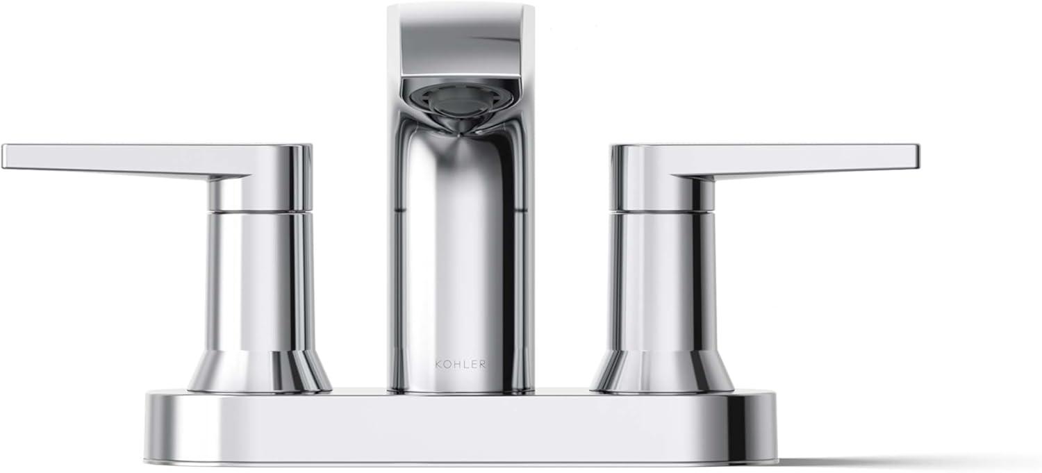 Kohler Hint Centerset 4 inch Bathroom Faucet with Pop-Up Drain Assembly, 2-Handle Bathroom Sink Faucet, 1.2 gpm