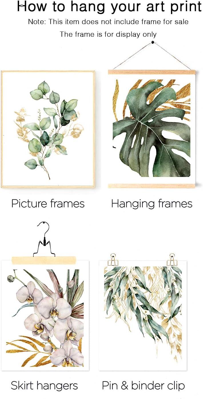 Botanical Gold and Green Watercolor Canvas Prints Set of 4