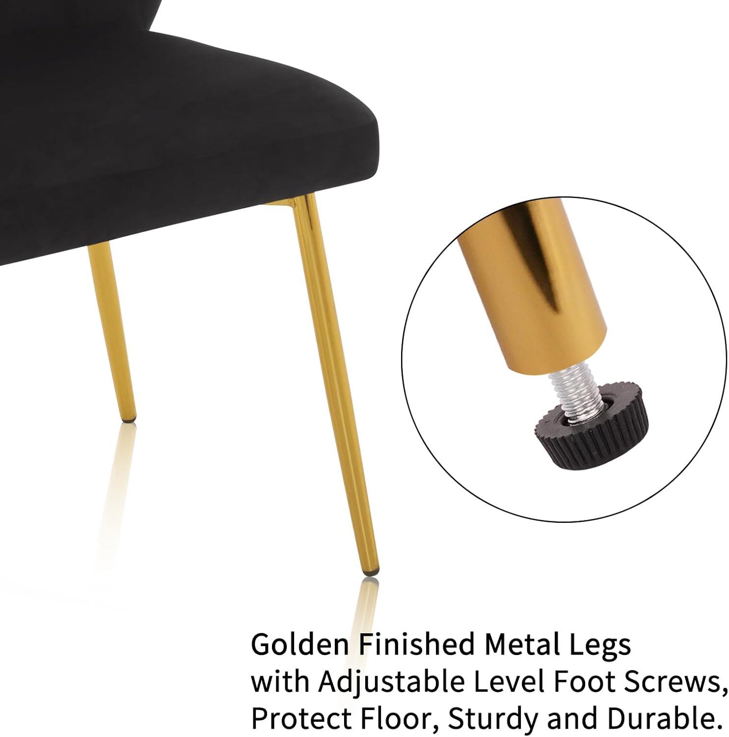 ANOUR Modern Dining Chairs, Velvet Accent Chair, Living Room Chairs, Set of 2, Upholstered Side Chair with Golden Metal Legs for Dining Room Kitchen Vanity Patio (Yellow, 2 Pack)