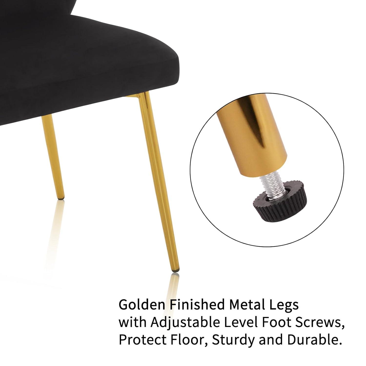 ANOUR Modern Dining Chairs, Velvet Accent Chair, Living Room Chairs, Set of 2, Upholstered Side Chair with Golden Metal Legs for Dining Room Kitchen Vanity Patio (Yellow, 2 Pack)